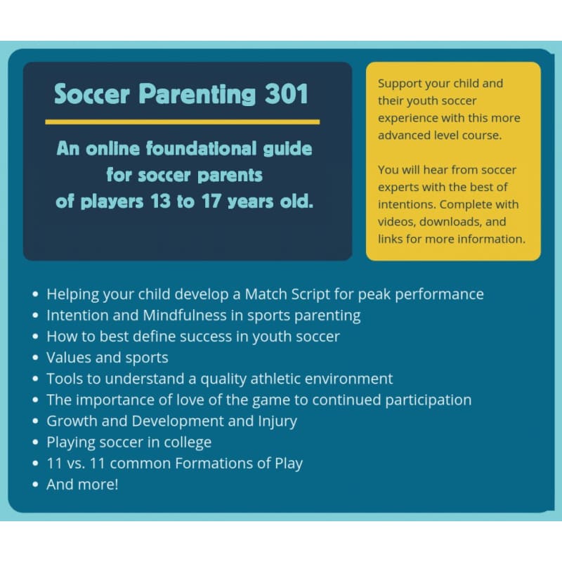 Smart Soccer Parenting - Video Guide - 13 - 17 years
